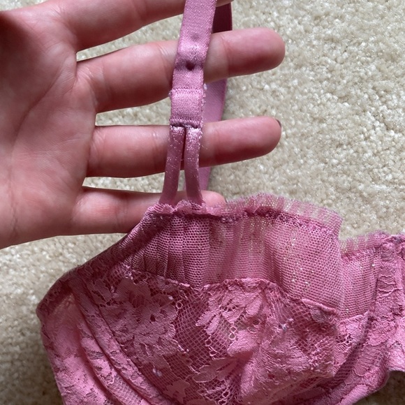 Victoria's Secret Pink Lace Bra Balconette Women's Size 34C Shimmer Unlined - Picture 3 of 7